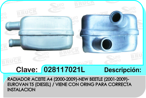RADIADOR ACEITE VW JETTA A4 00-09