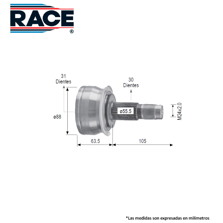 ESPIGA LADO RUEDA CV SONIC AUT