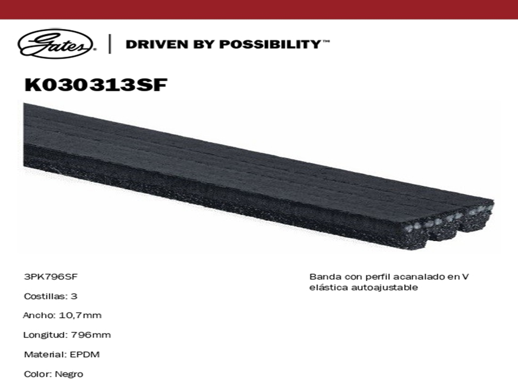 BANDA ALTERNADOR VW GOL CROSSFOX 09-13 3PK0796SF