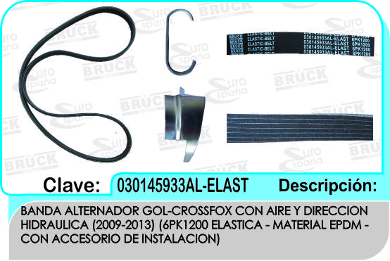 BANDA ALTERNADOR VW GOL CROSSFOX 09-13 C/AIRE C/DIRREC 	K060472SF