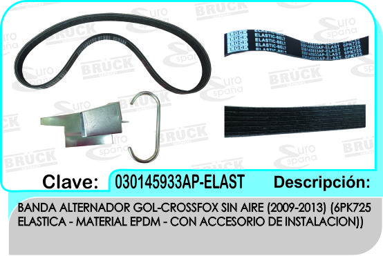 BANDA ALTERNADOR VW GOL CROSSFOX 09-13 S/AIRE S/DIRREC