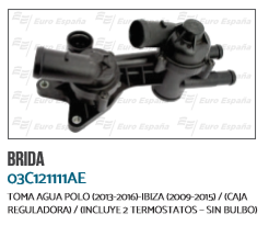 TOMA AGUA VW VENTO 1.6 13-20 IBIZA POLO 2 TERMOSTATO TS0262-KN