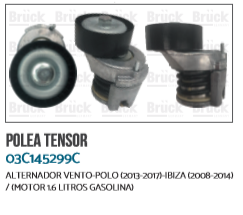 POLEA TENSORA ALTERNADOR VW POLO 13-16 IBIZA 08-14 TIGUAN