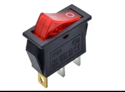 SWITCH 1 PASO RECTANGULAR ROJO CON LUZ 12-110V  PIEZ