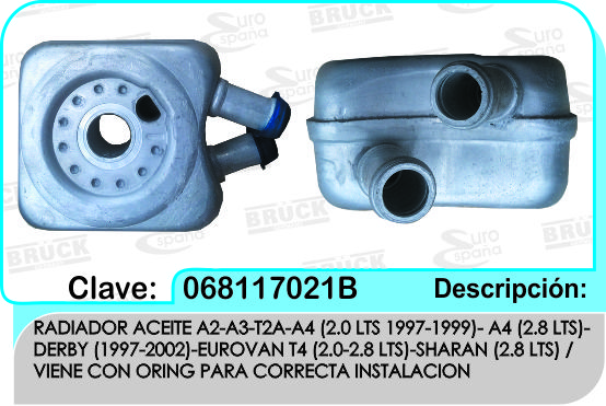 RADIADOR ACEITE VW A2 A3 BEETLE POLO