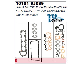 JUNTA MOTOR NISSAN URVAN PICK UP ESTAQUITAS 02-07 2.4L DOHC