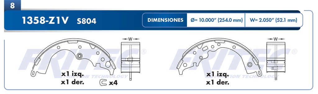 BALATA TRASERO TY HILUX 4L 2.7 2009-2011