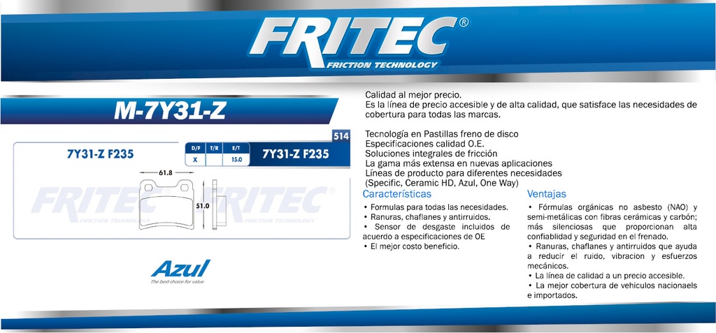 BALATAS TRASERO VW POINTER 04-05