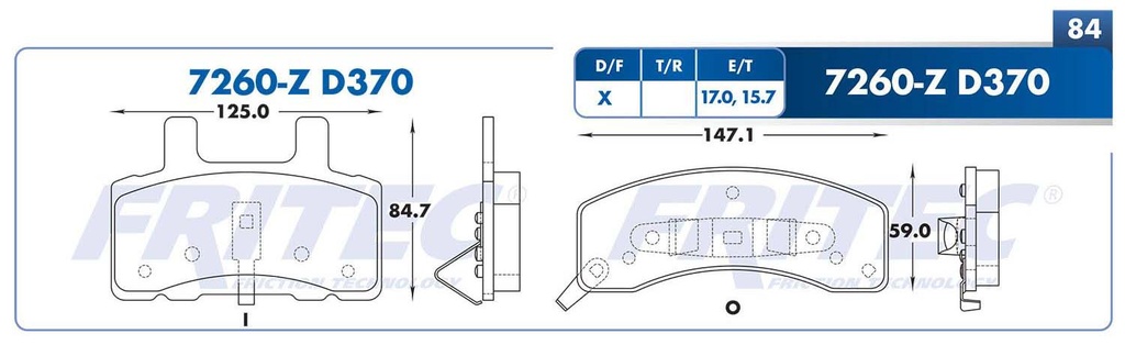 BALATA DELANTERO CV EXPRESS VAN 1500 8V 5.7 1999-2001 FRITEC