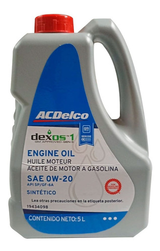 ACEITE MOTOR GASOLINA SINTETICO 0W20 5LTS