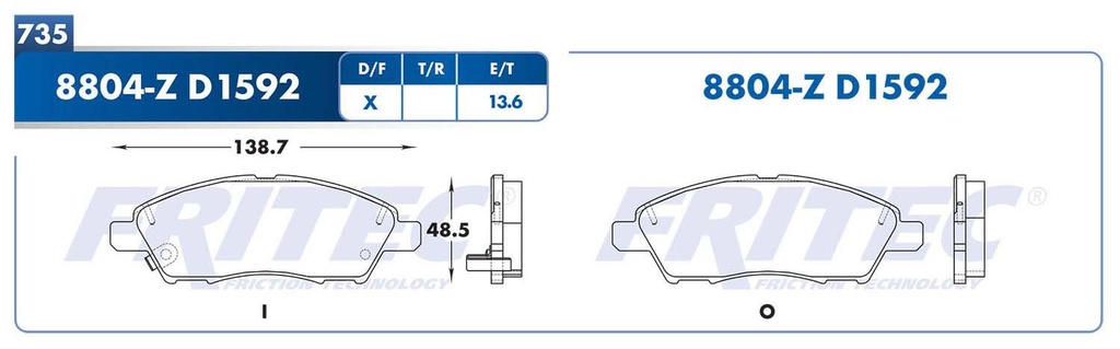 BALATA DELANTERA NS MARCH VERSA     = SPC-8X48-Z 