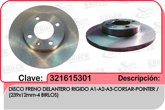 DISCO DELANTERO VW A2 A3 1.8 DERBY POINTER SOLIDO