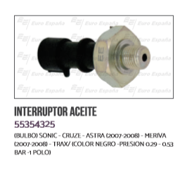 [55354325-BRUCK] BULBO ACEITE CV SONIC CRUZE ASTRA TRAX