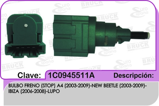 [1C0-945-511A-BRUCK] BULBO FRENO STOP VW A4  NEW BEETLE