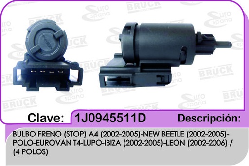 [1J0-945-511D-BRUCK] BULBO FRENO STOP VW A4 1.8 2.0