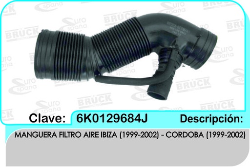 [6K0-129-684J-BRUCK] MANGUERA FILTRO AIRE VW DERBY CORDOBA IBIZA