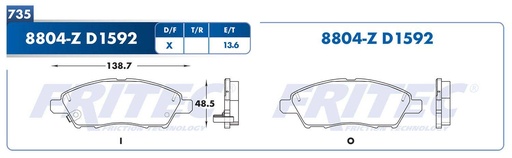 [M-8804-ZD1592] BALATA DELANTERO NS MARCH VERSA     = SPC-8X48-Z