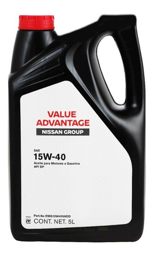 [EMG15W40] ACEITE MOTOR GASOLINA MULTIGRADO 15W40 5LTS SHG15W40VADD