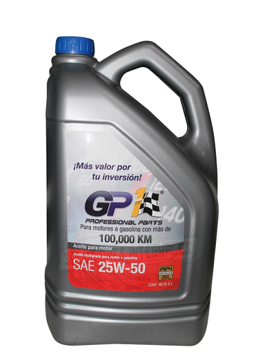 [GP1-25W50-5] ACEITE MOTOR GASOLINA MULTIGRADO 25W50 5LTS