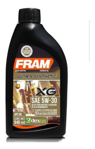 [FRAM-5W30-1 SINTETICO] ACEITE MOTOR GASOLINA SINTETICO 5W30 1LTS