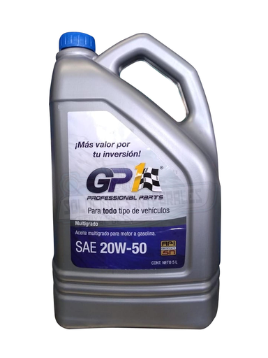 [GP1-20W50-5] ACEITE MOTOR GASOLINA MULTIGRADO 20W50 5LTS