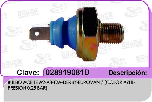 [028-919-081D-BRUCK] BULBO ACEITE VW A2 A3 DERBY EUROVAN