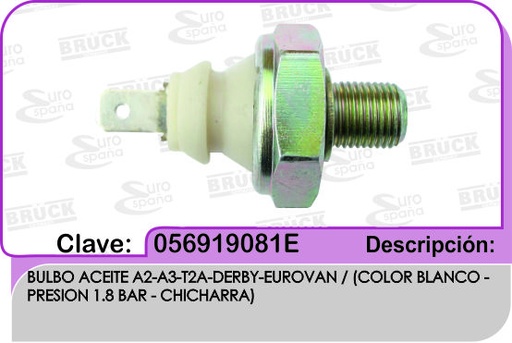 [056-919-081E-BRUCK] BULBO ACEITE VW A1 A2 DERBY EUROVAN
