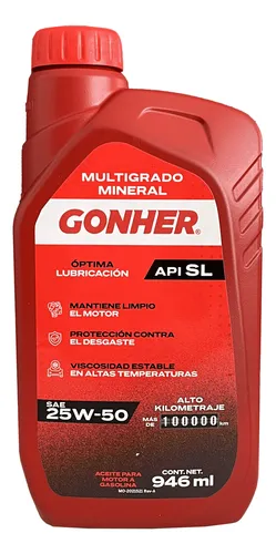 [GP-25W50-1-GONHER] ACEITE MOTOR GASOLINA MULTIGRADO 25W50 1LTS